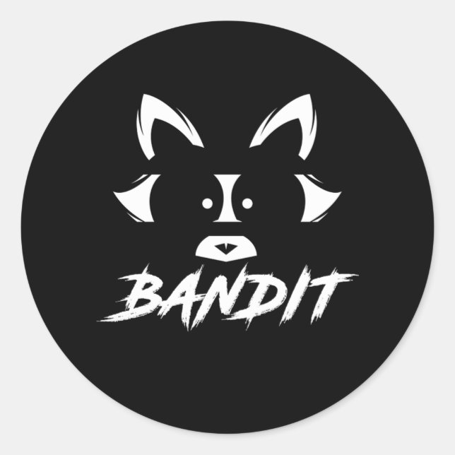 Pegatina Redonda Cabeza de mapache Bandit Raccoons Trash Animal Gif (Anverso)