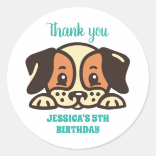 Pegatina Redonda Cabeza de Perro Cutto Personalizado de cachorros N