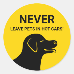 Pegatina Redonda Cabeza de Perro - Nunca Dejes Mascotas en Coches C