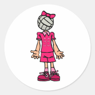 Pegatina Redonda Cabeza de voleibol