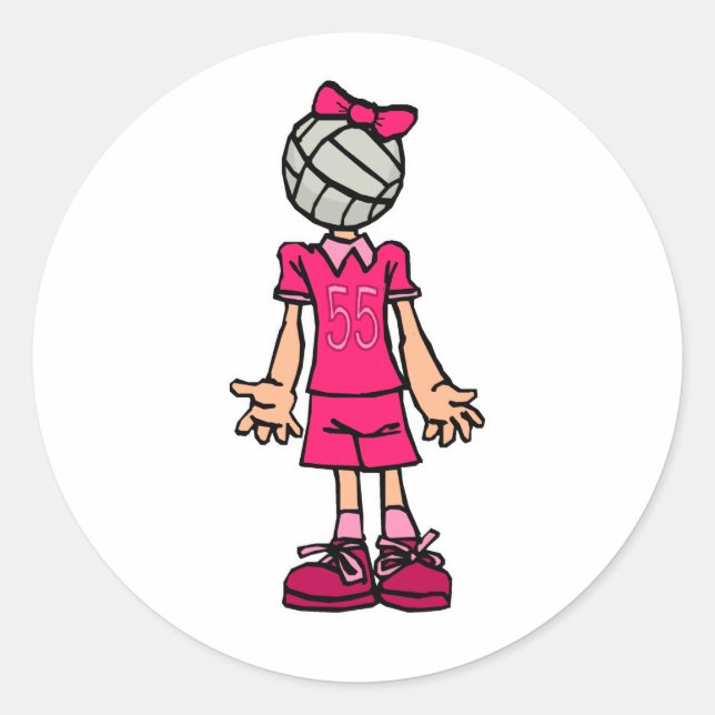 Pegatina Redonda Cabeza de voleibol (Anverso)