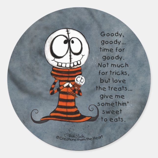 Pegatina Redonda Cabeza esquelética-Goody Goody (Anverso)