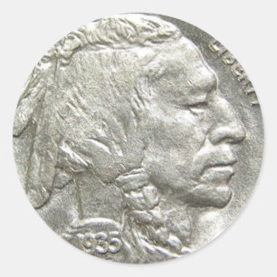 PEGATINA REDONDA CABEZA INDIA NICKEL