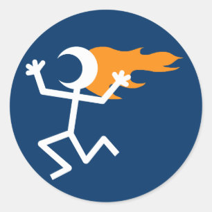 Pegatina Redonda Cabeza llameante