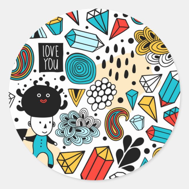 Pegatina Redonda Cabeza loca (Anverso)