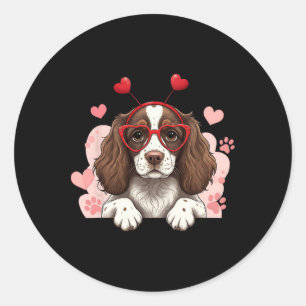 Pegatina Redonda Cabezal de English Springer Spaniel para mujer en 