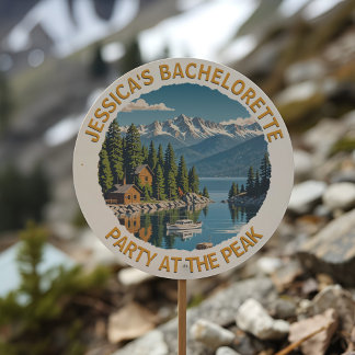 Pegatina Redonda Cabina de Viaje Retro del Vintage Lake Tahoe Bache