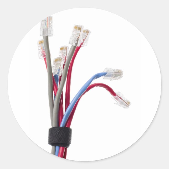 Pegatina Redonda Cables de la red (Anverso)