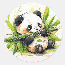 Cables Panda Adorables Comiendo Bamboo Shoots