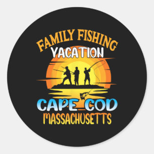 Pegatina Redonda Cabo Cod Machusetts Familia Fishing Vacation Sunse