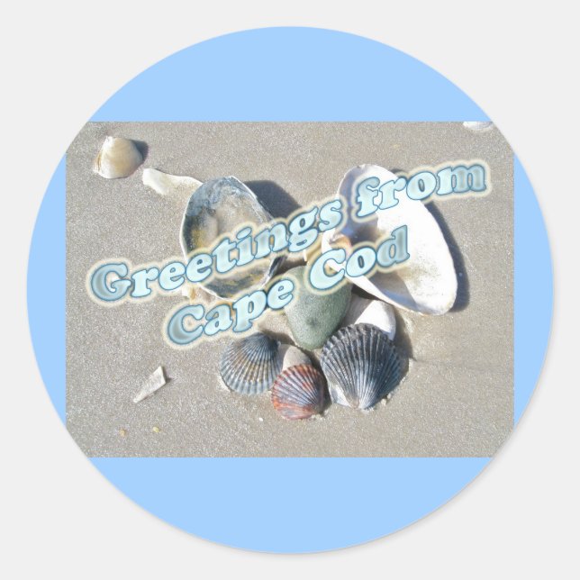 Pegatina Redonda Cabo Cod Massachusetts - Shell & Surf (Anverso)