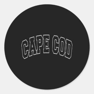 Pegatina Redonda Cabo Cod Massachusetts Varsity Style Black Text