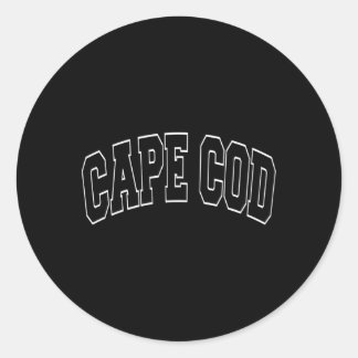 Pegatina Redonda Cabo Cod Massachusetts Varsity Style Black Text