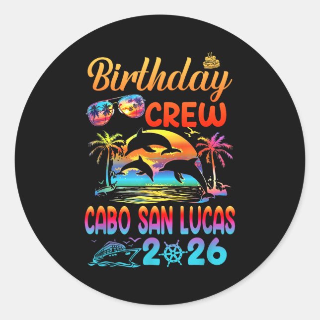 Pegatina Redonda Cabo San Lucas Birthday Trip Vacation 2026 Matchin (Anverso)