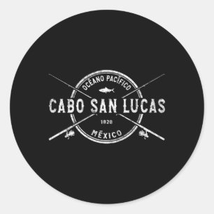 Pegatina Redonda Cabo San Lucas Cruzó Los Ríos Pesqueros