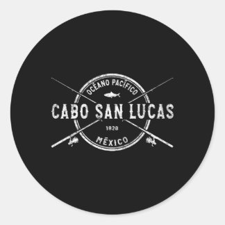 Pegatina Redonda Cabo San Lucas Cruzó Los Ríos Pesqueros