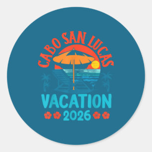 Pegatina Redonda Cabo San Lucas México 2026 Vacaciones Familiares P