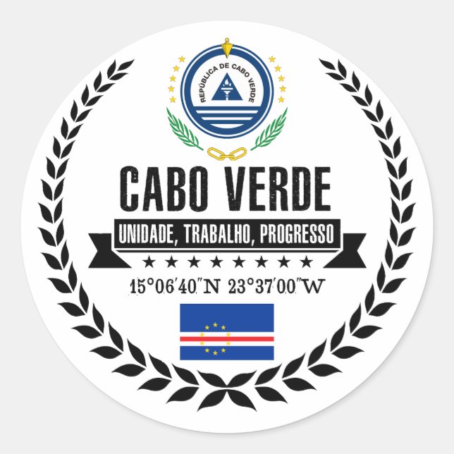 Pegatina Redonda Cabo Verde (Anverso)