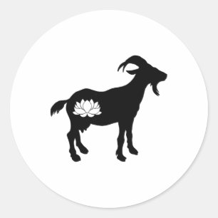 Pegatina Redonda Cabra con símbolo de loto Namaste Cabra Yoga _1