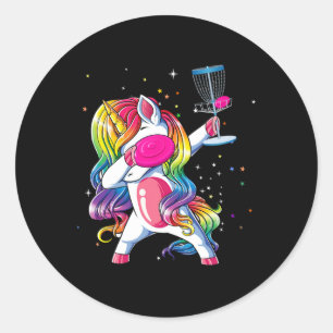 Pegatina Redonda Cabra de Daba Unicornio Jugador de Golf Disc Lover