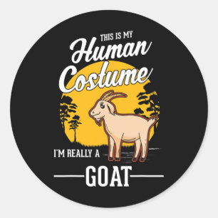 Pegatina Redonda Cabra de disfraces humanos de Halloween Cabra