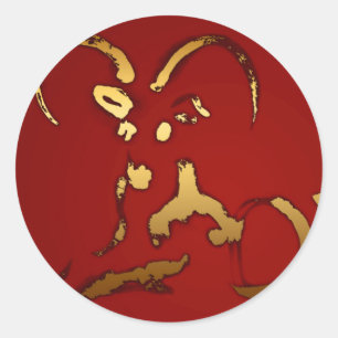 Pegatina Redonda Cabra dorada Chino Vietnamita de Año Nuevo Ronda S