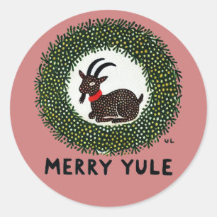Pegatina Redonda Cabra Feliz Yule
