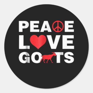 Pegatina Redonda Cabra - Peace Love Gots Hippie