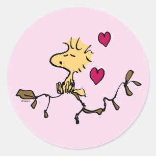 Pegatina Redonda Cacahuetes   Silbato de Woodstock