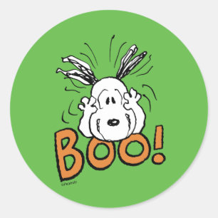 Pegatina Redonda Cacahuetes   Snoopy Boo
