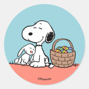 Pegatina Redonda Cacahuetes   Snoopy Felices Pascuas