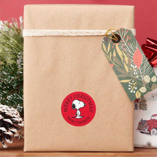 Pegatina Redonda Cacahuetes | Snoopy | Feliz Navidad (Vacaciones)