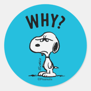 Pegatina Redonda Cacahuetes   Snoopy Se Pregunta Por Qué?