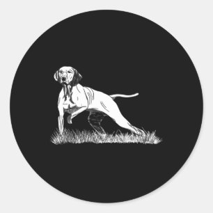Pegatina Redonda Cacería De Pájaros El Puntero Vizsla Perro Para Ca