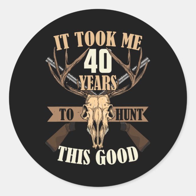 Pegatina Redonda Cacería de venados de 40 años de edad (Anverso)