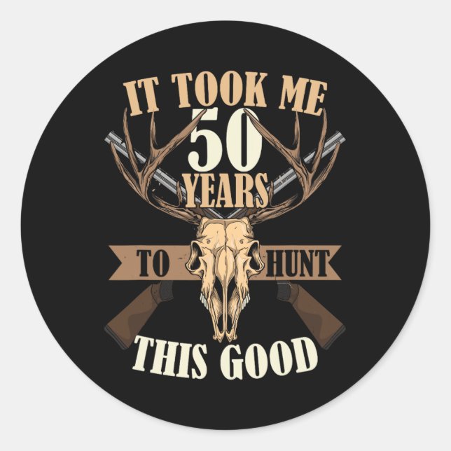 Pegatina Redonda Cacería de venados de 50 años de edad (Anverso)