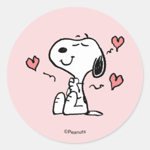 Pegatina Redonda Cacharros Corazones de Snoopy