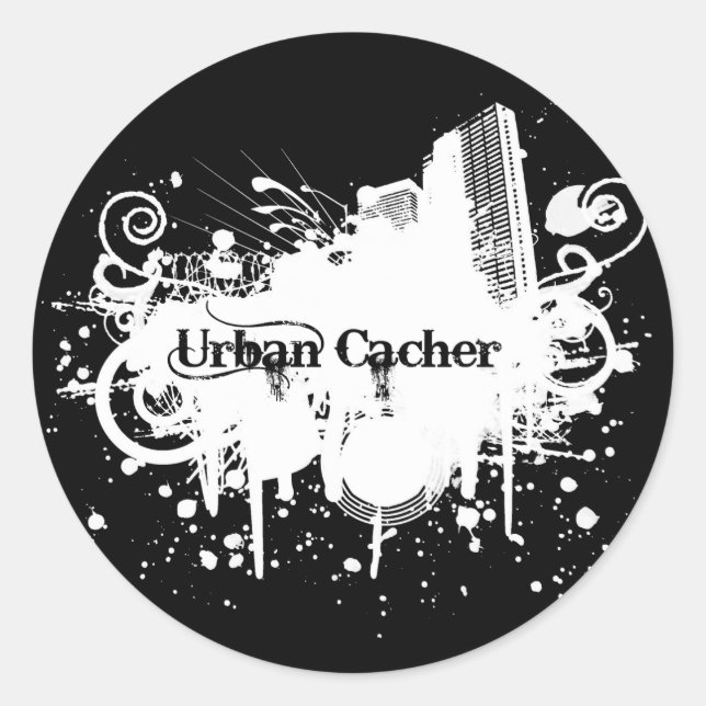 Pegatina Redonda Cacher urbano (Anverso)
