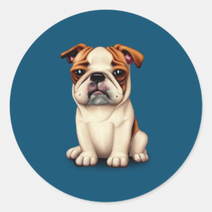 Pegatina Redonda Cachorro bulldog