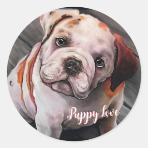 Pegatina Redonda Cachorro bulldog