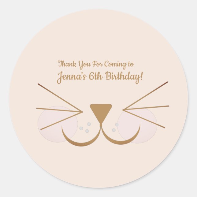 Pegatina Redonda Cachorro cachorro Gatito Gatito Face Party Favor (Anverso)