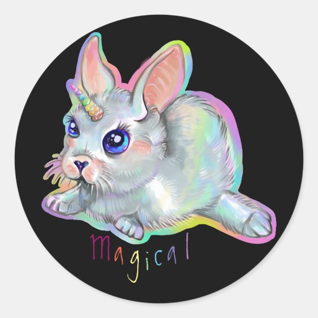 Pegatina Redonda Cachorro de bebé mágico (Anverso)