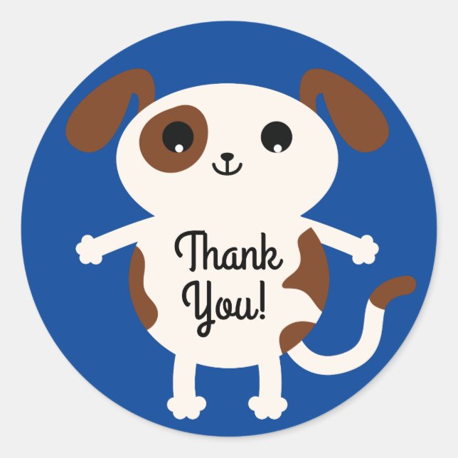 Pegatina Redonda Cachorro de cachorro adorable tema del primer cump (Anverso)