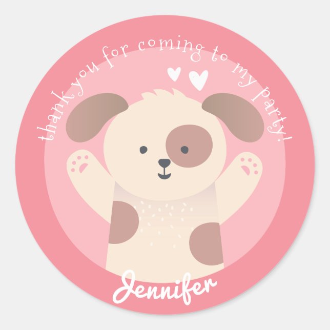 Pegatina Redonda Cachorro de cachorro - Aniversario personalizado d (Anverso)