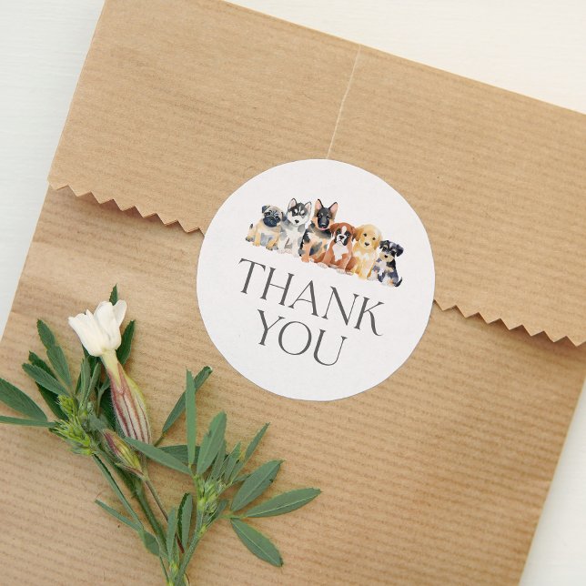 Pegatina Redonda Cachorro de cachorro Baby Shower (Subido por el creador)