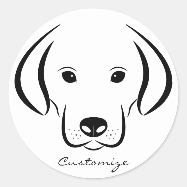 Pegatina Redonda Cachorro de cachorro de corte (Anverso)
