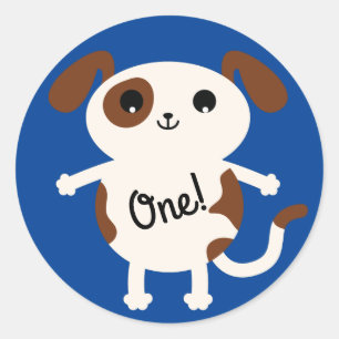 Pegatina Redonda Cachorro de cachorro tapó el colorido tema de fies