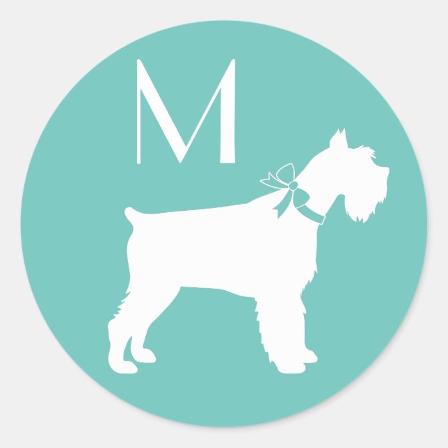 Pegatina Redonda Cachorro de perro Schnauzer en miniatura (Anverso)