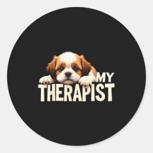 Pegatina Redonda Cachorro Divertido Mi Perro Therast Shih Tzu 