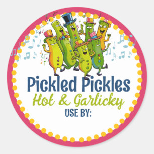 Pegatina Redonda Cachorro picante de pepino enlatador